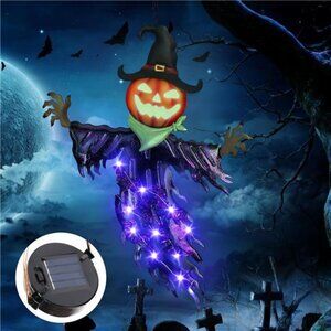 Solar Halloween Metal Hanging Decorations Outdoor, Solar Powered
